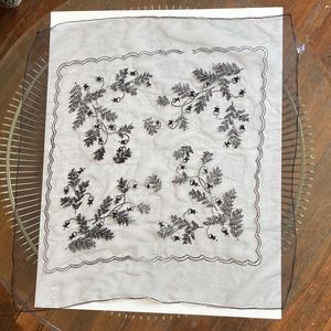 Vintage sheer black chiffon floral flocked square scarf